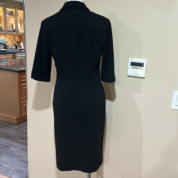 Tahari ASL Black Sheath Dress with Notched Collar - Picture 3 of 12
